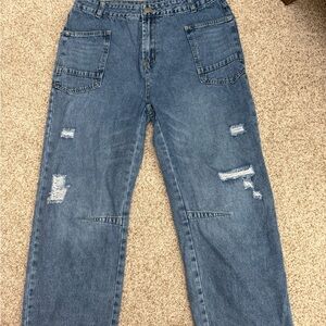 Women's Relaxed Blue Distressed Jeans